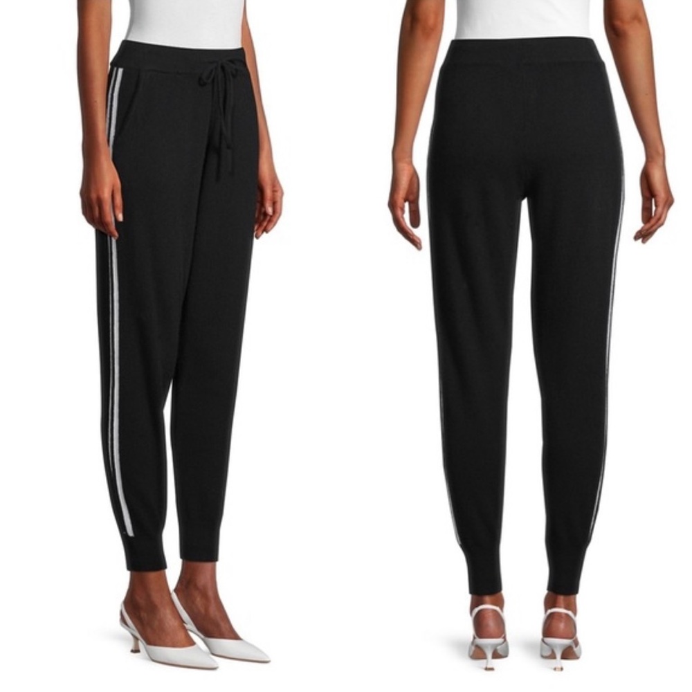 The Cashmere Project Joggers Womens Black Gray Side Stripe Pockets Sz XS